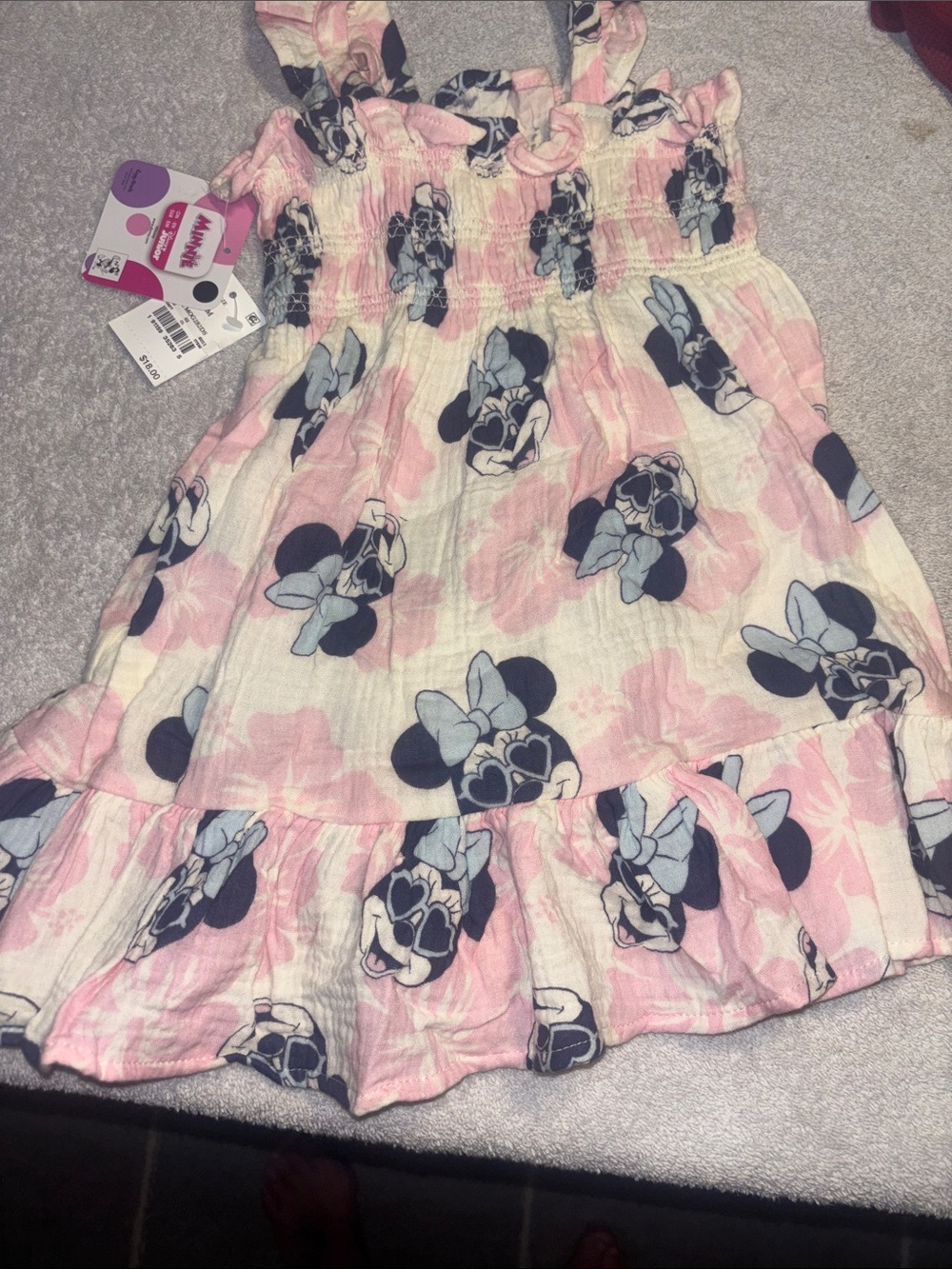 Disney Girls Pink and Navy Minnie Mouse Sundress